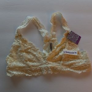 Anemone Lace Racerback Bralette - Light Pale Yellow S/M (32A-B)